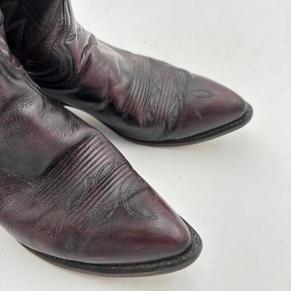 Vintage Acme Leather Cowboy Western Black Cherry Boots Men\'s 8.5 D main image 10